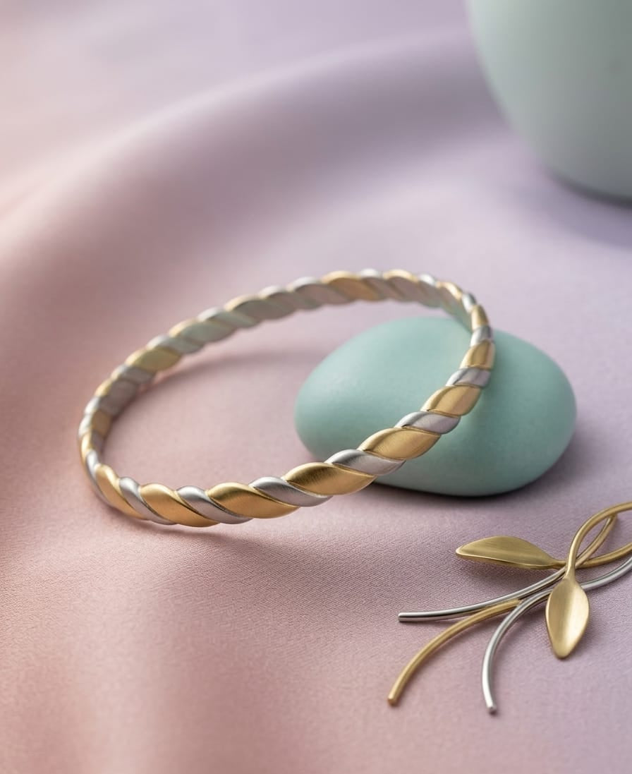 Duel-Tone Twist Bangle