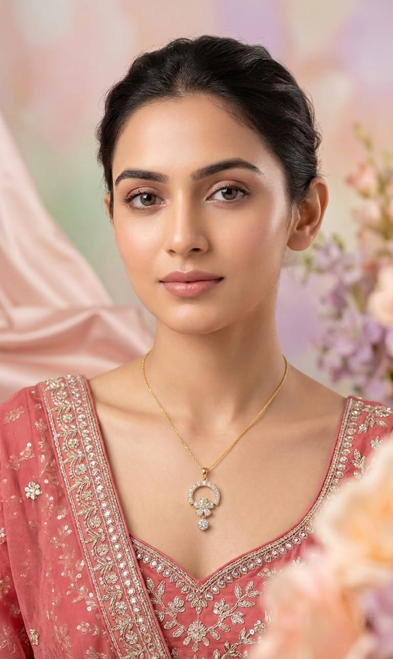 Diamond Flower Pendant